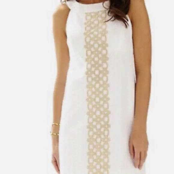 Lilly Pulitzer | Dresses | Lilly Pulitzer White Gold Jacqueline Shift Dress  | Poshmark